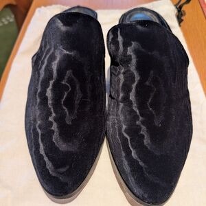 Robert Clergerie Navy Velvet Slip-On Mules Loafers